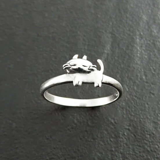 Bague Chat Matou Argent Massif 925 Bijou Moderne