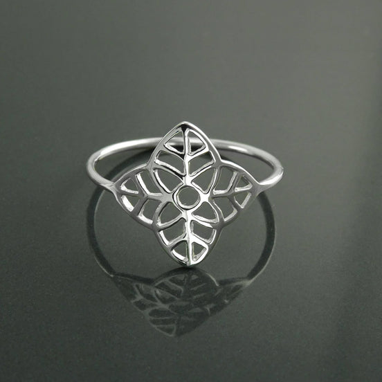 Bague Feuille Ajourée Argent 925 Anneau Filigrane