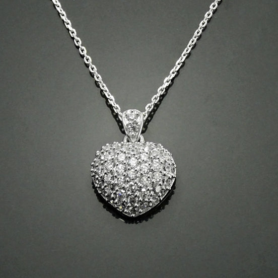 Collier Coeur éternel pavé de diamants par KRAMIKE • Collier pour petite amie • Cadeau parfait pour elle • Argent 925 - taille M - KP002
