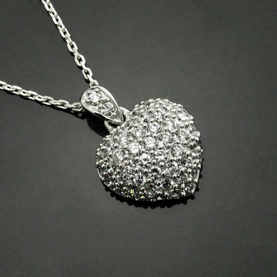 Collier Coeur éternel pavé de diamants par KRAMIKE • Collier pour petite amie • Cadeau parfait pour elle • Argent 925 - taille M - KP002