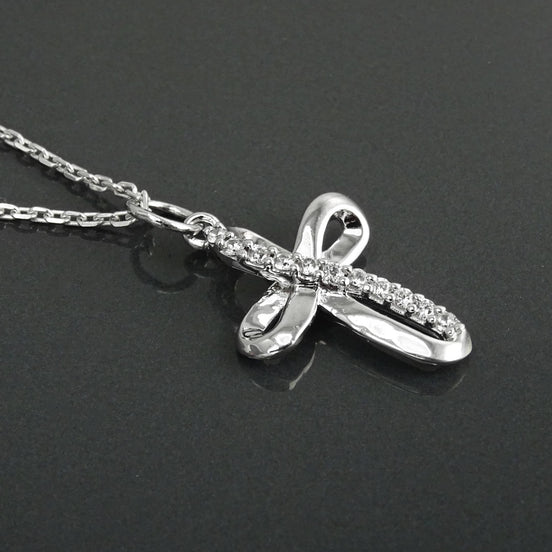 Pendentif Croix, Argent 925, Pierres Zirconias Blanc, Bijou Croix, Bijou Religieux, Collier Signe, Collier Crucifix