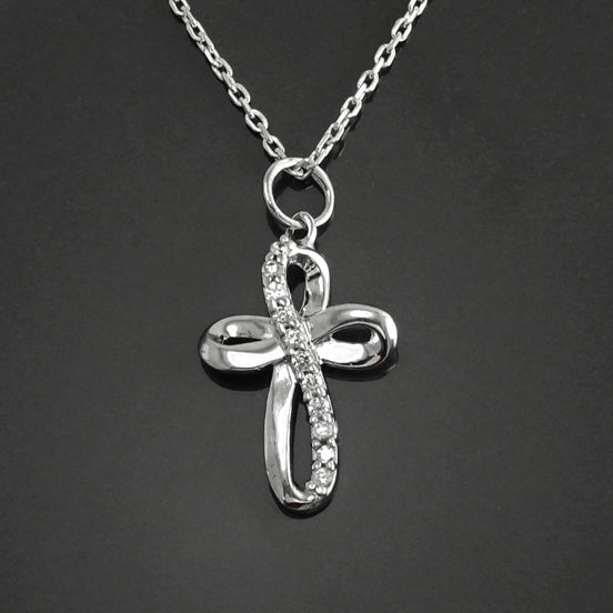 Pendentif Croix, Argent 925, Pierres Zirconias Blanc, Bijou Croix, Bijou Religieux, Collier Signe, Collier Crucifix