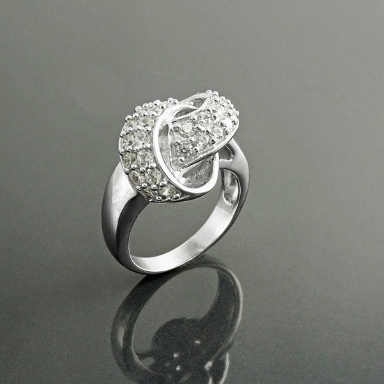 Bague Nœud d'Amour en Argent Massif 925 et Zirconia, Bague de Promesse