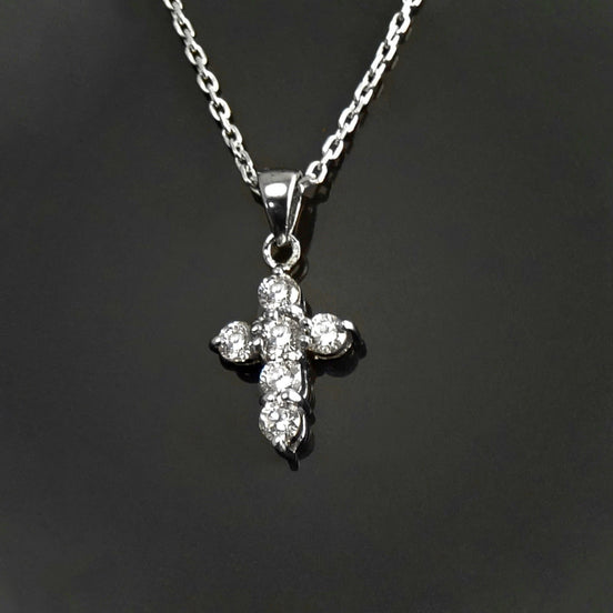 Pendentif Croix, Argent 925, Pierres Zirconias Blanc, Collier CrucifixBijou Croix, Bijou Religieux, , Communion