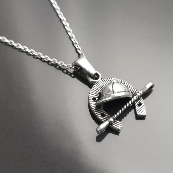 Pendentif casque d'équitation, argent 925, cravache, fer à cheval, bijoux cavalier équestre, collier 'équitation, cadeau cowboy jockey