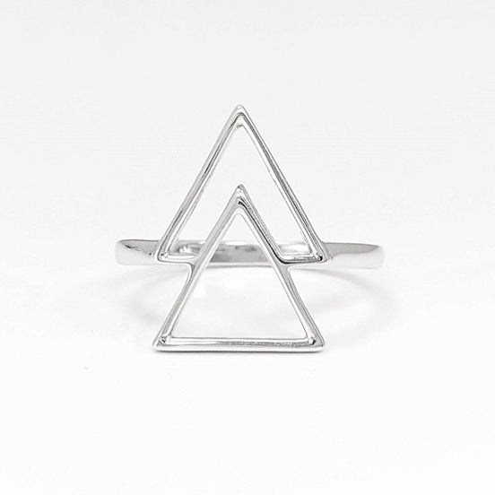 Bague Triangle Minimaliste en Argent Massif 925, style Géométrique