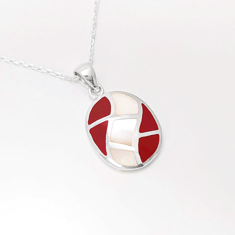 Rouge Blanc, Boucles d'Oreilles Mosaique, Nacre Résine, Mariage - Argent Massif 925, abstrait, Nacre Blanche, Résine Rouge, Unique, Nouveau