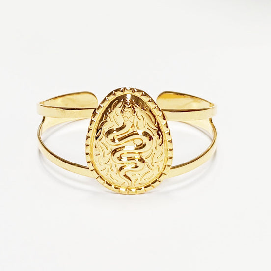 Bracelet manchette serpent - Bangle Plaqué Or 18K - Bijou inspiration amérindien symbole de fertilité et de renaissance - Cadeau pour femme