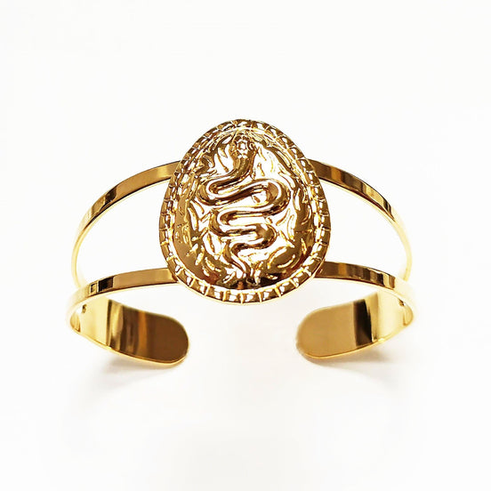Bracelet manchette serpent - Bangle Plaqué Or 18K - Bijou inspiration amérindien symbole de fertilité et de renaissance - Cadeau pour femme