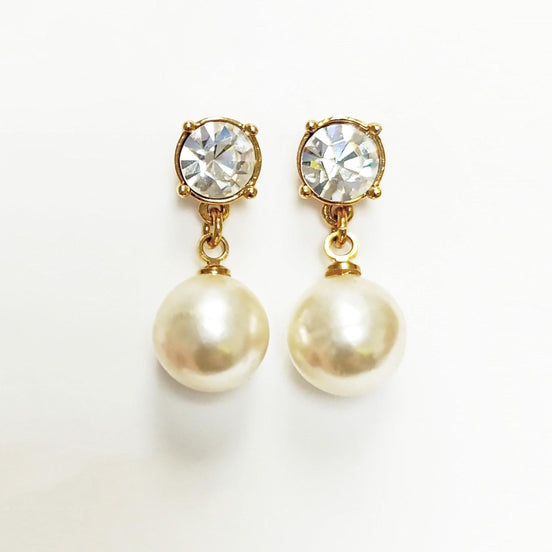 Boucles d'Oreilles Pendantes Cristal et Perle Plaqué Or 18K Boucles Longues Élégantes