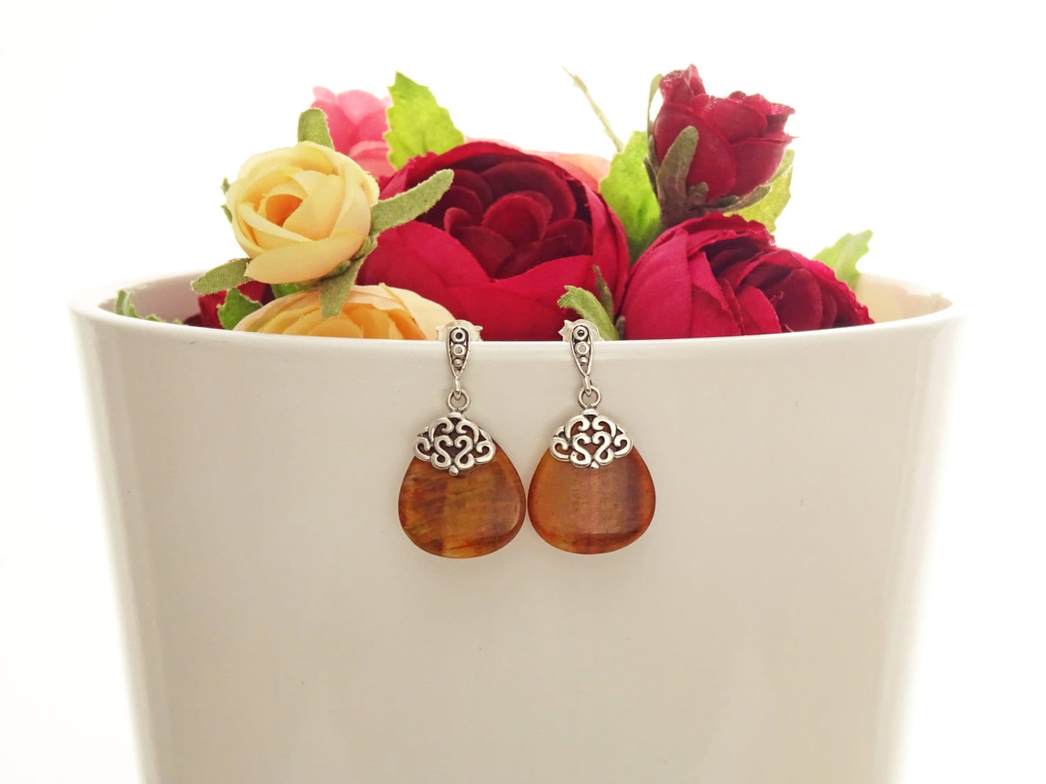 Boucles d'oreilles Oeil de Tigre • Argent 925 • Bijou Lithothérapie Protection • Pierre Naturelle